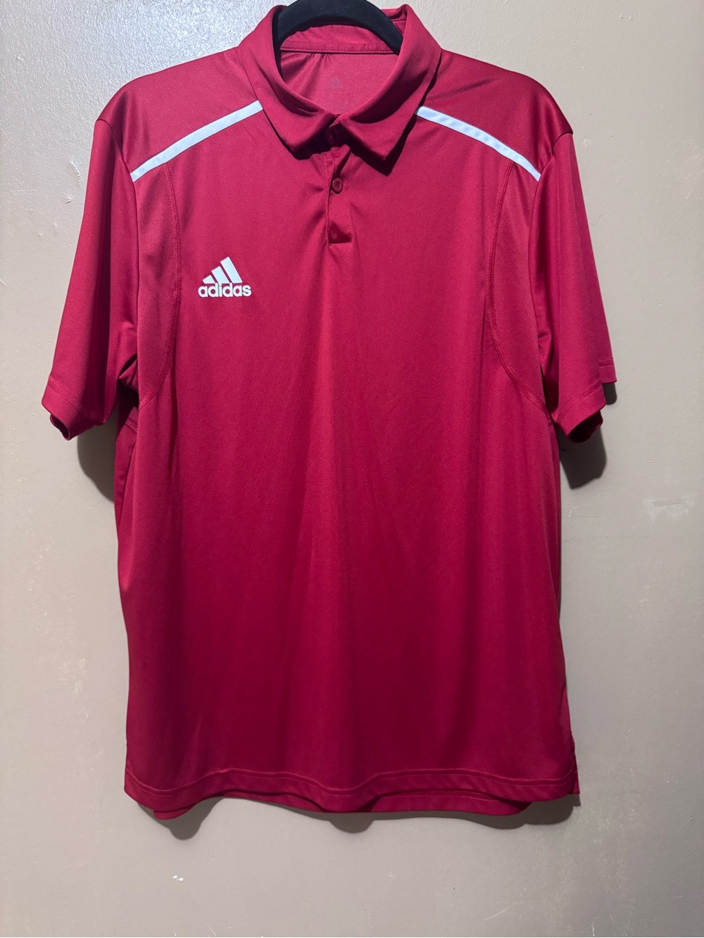 Adidas Aeroready Team Issue Men's Size L Red Athletic Polo Shirt